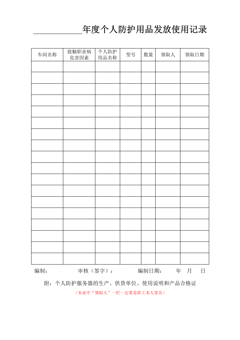 个人防护用品的采购计划与发放使用记录.doc 第2页