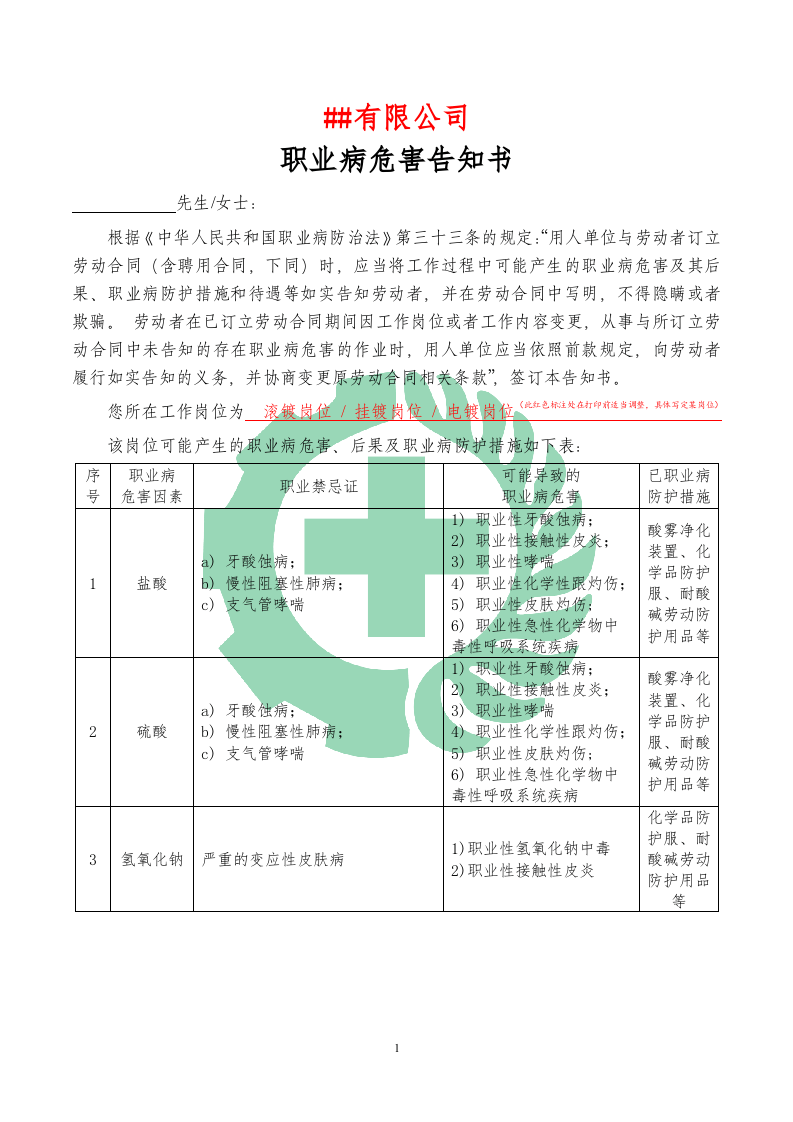 33职业病危害告知书+告知卡(电镀企业专用【全套最新】)--（安全文库：chaojikaona.cn）.doc 第2页