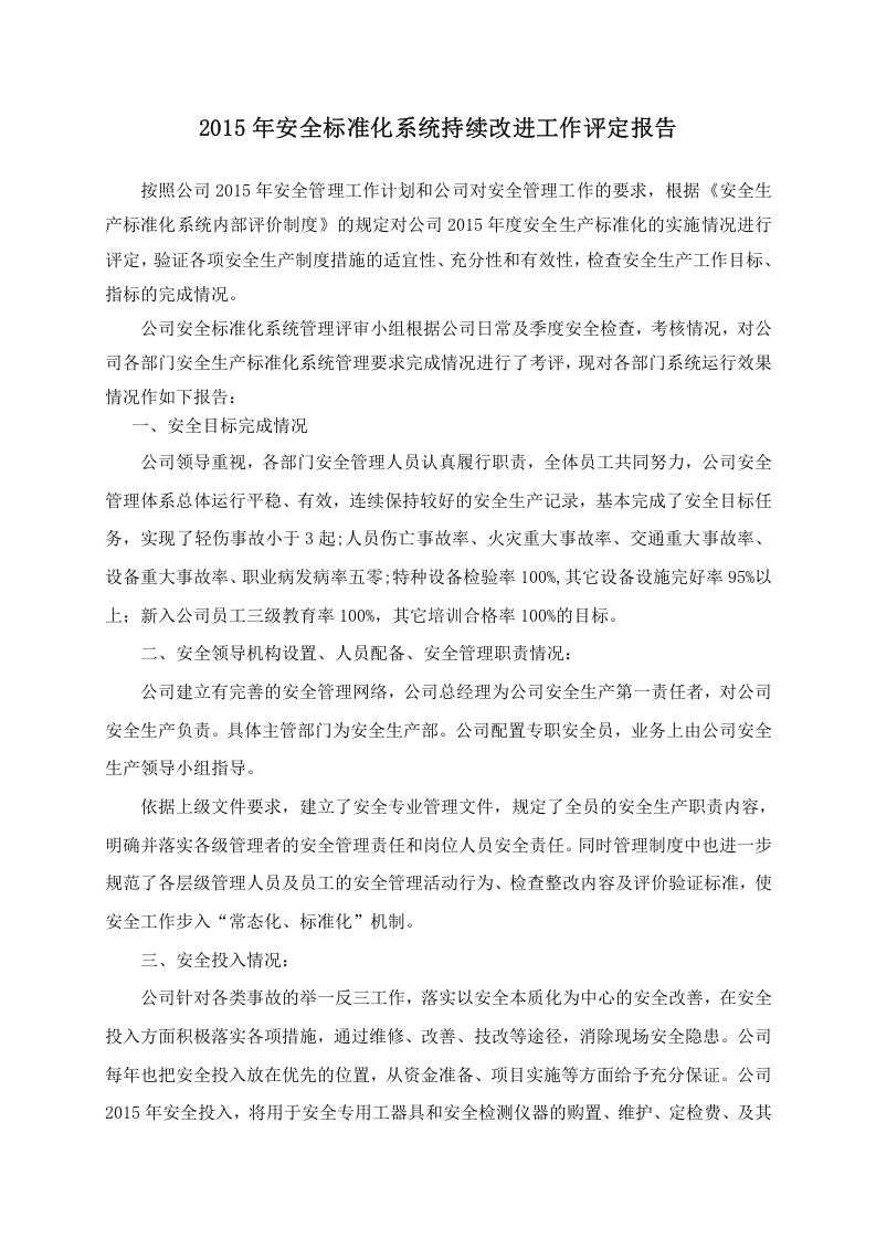 安全生产标准化系统持续改进评定报告（参考）.doc 第2页