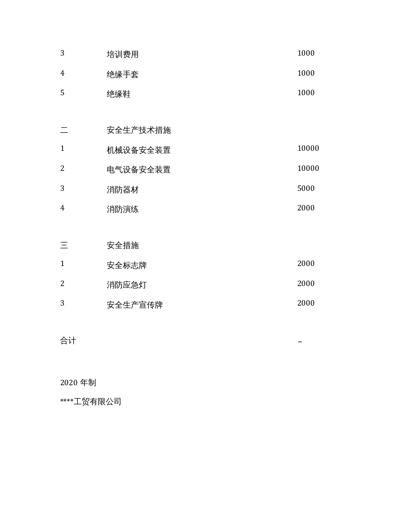 「预算模板」XX工贸公司2021年度安全经费预算计划.docx 第3页