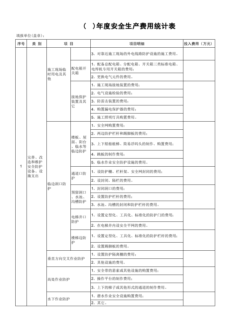 「预算模板」年度安全生产费用统计表.xls 第2页
