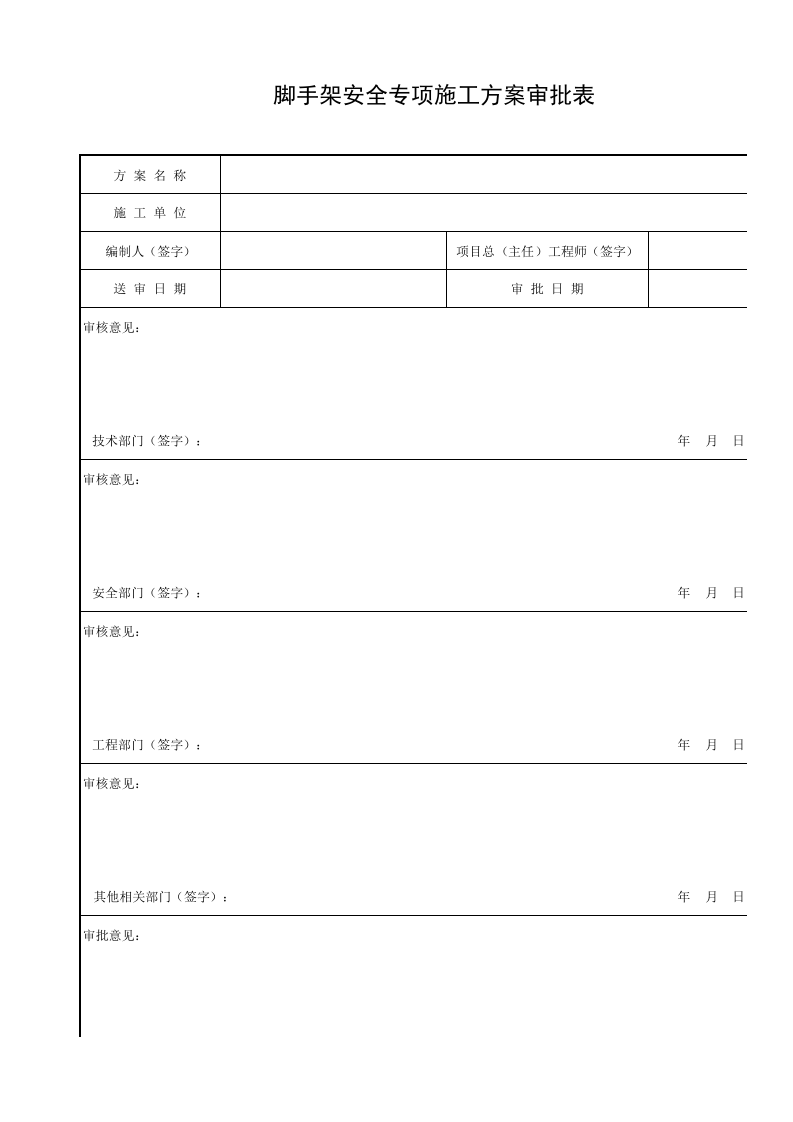 脚手架安全专项施工方案审批表.xls 第1页