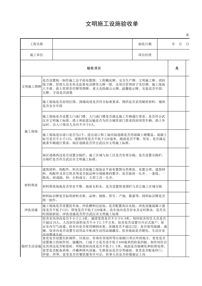 文明施工设施验收单.xls 第1页