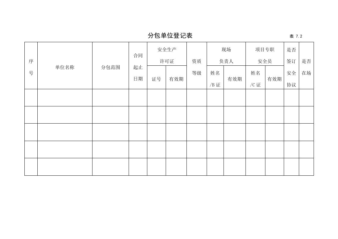 7建筑工程施工安全管理资料（第七册 分包单位安全管理）.doc 第5页