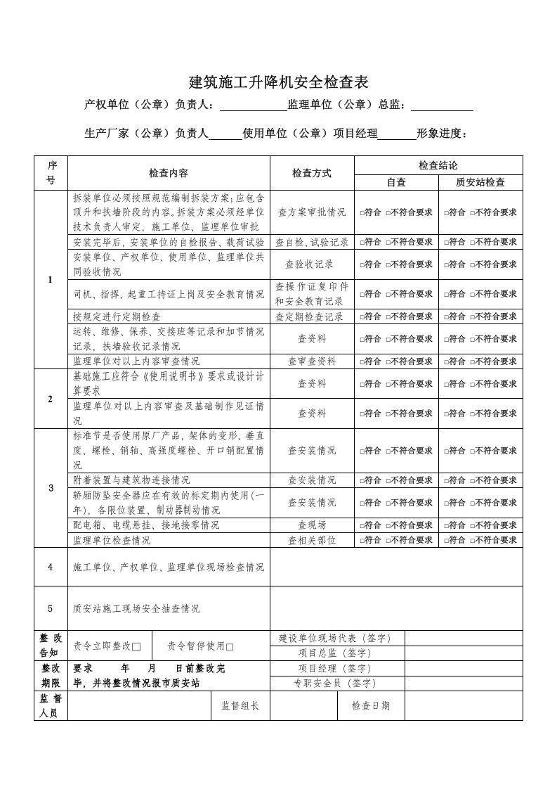 建筑施工升降机安全检查表.doc 第1页
