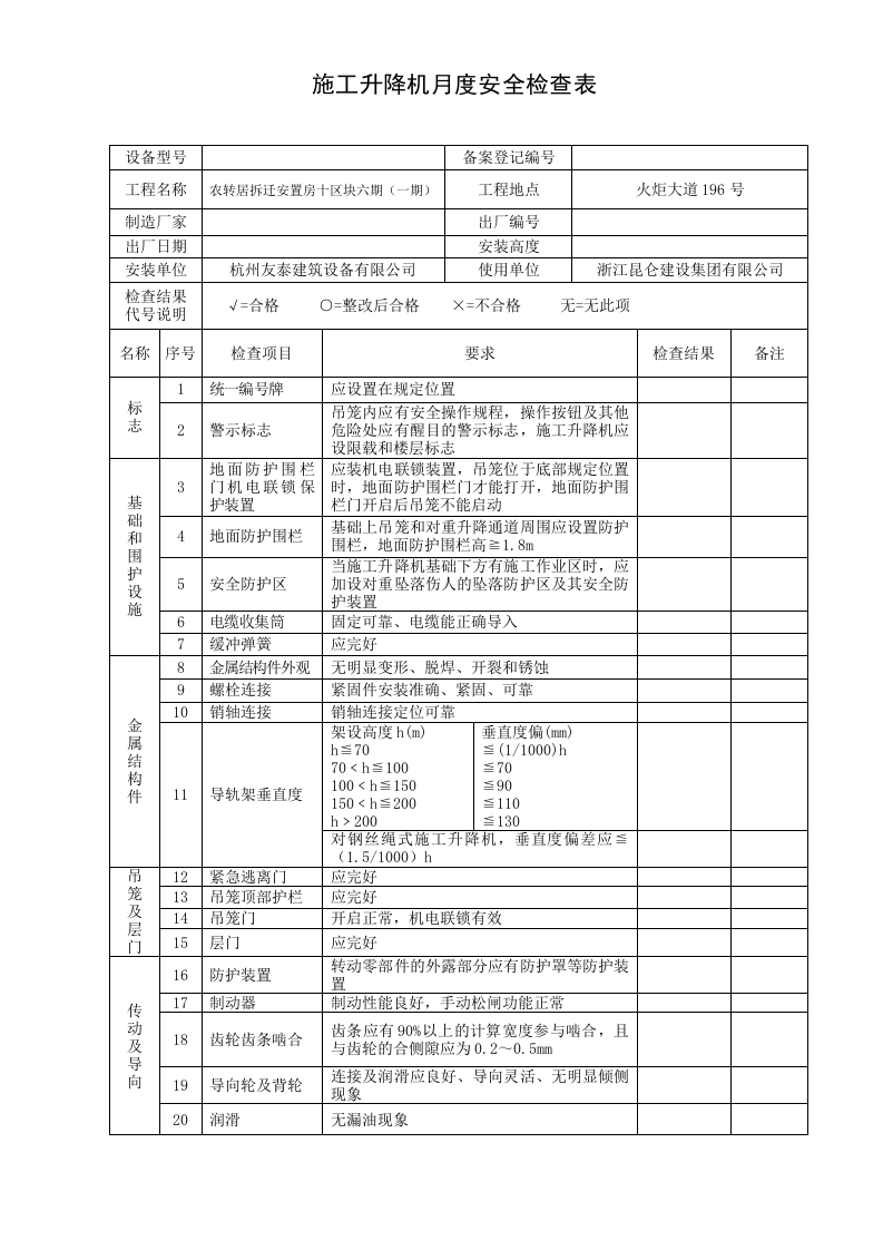 施工升降机月度安全检查表.doc 第1页