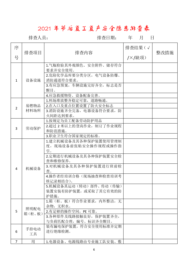 春节后复工复产&ldquo;三个一&rdquo;资料样板.doc 第6页