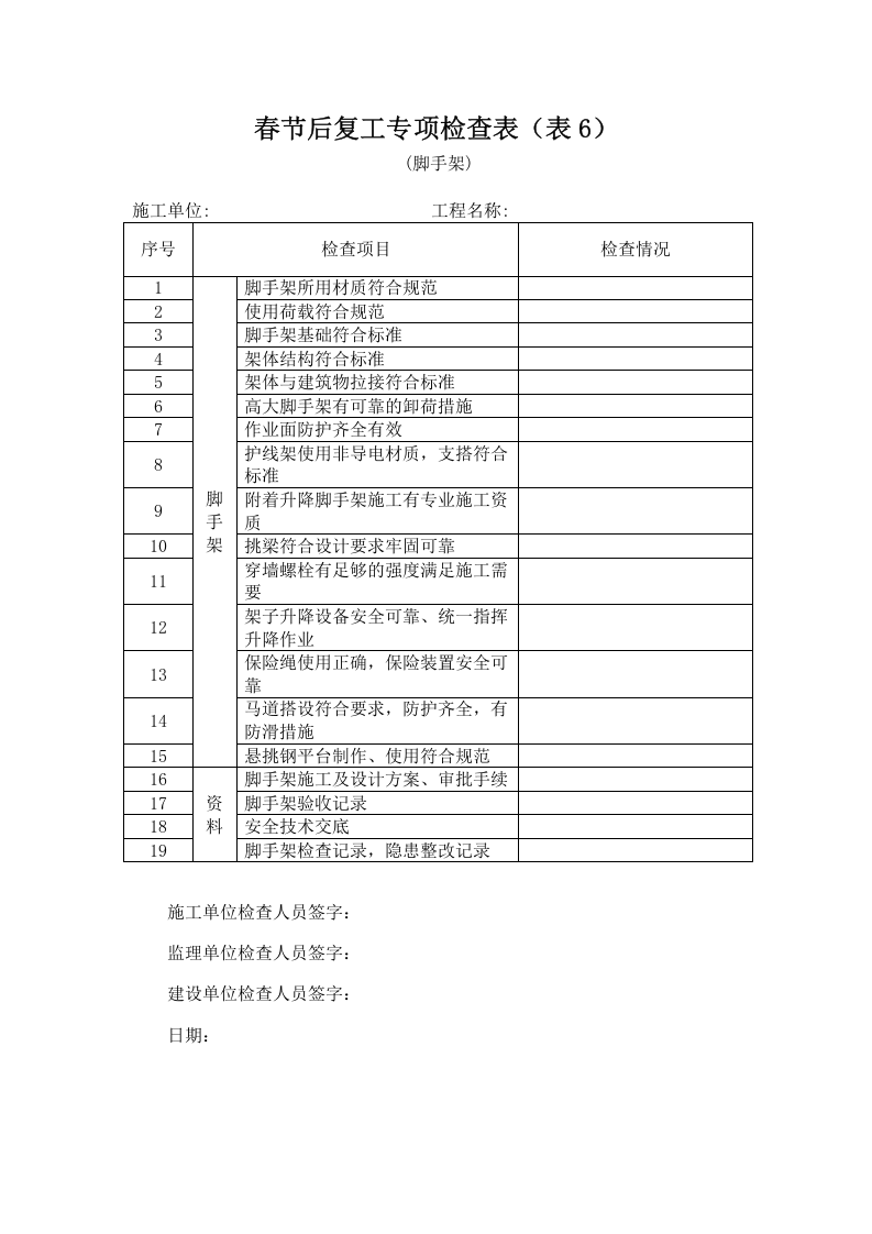 春节后复工专项检查表（全套）.doc 第6页