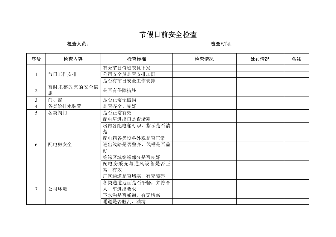 02节假日前安全检查表（安全文库：chaojikaona.cn）.doc 第3页