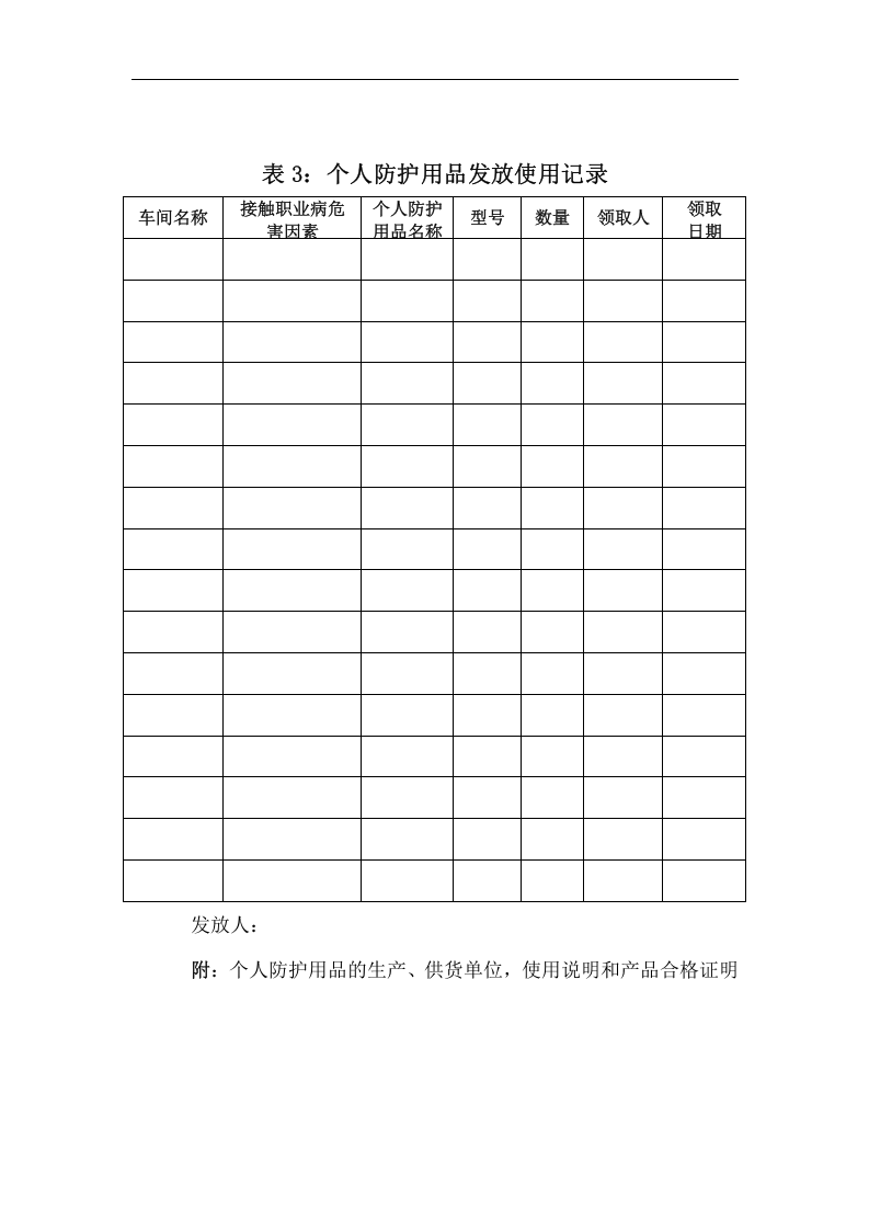 表3个人防护用品发放使用记录.doc 第1页