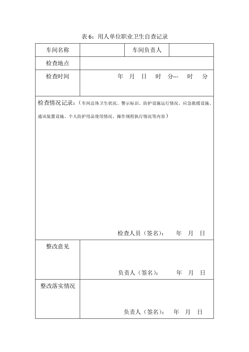 表6职业卫生自查记录.doc 第1页