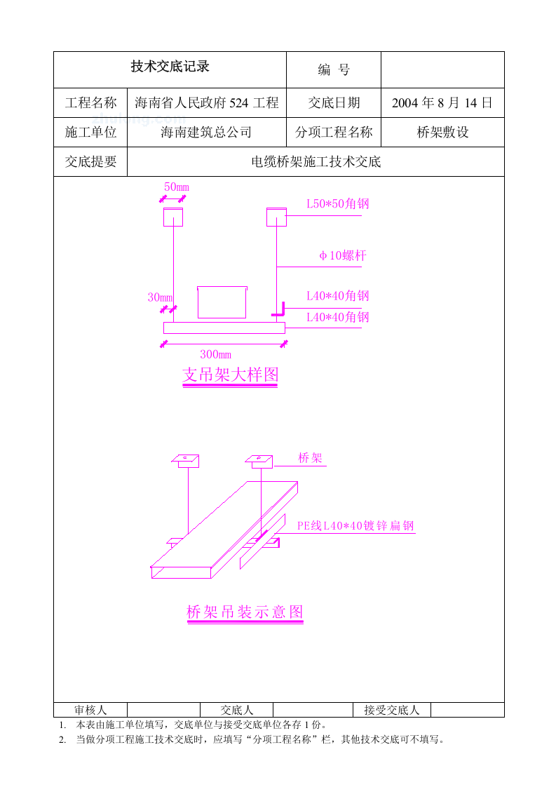 桥架敷设电缆桥架施工技术交底.doc 第4页