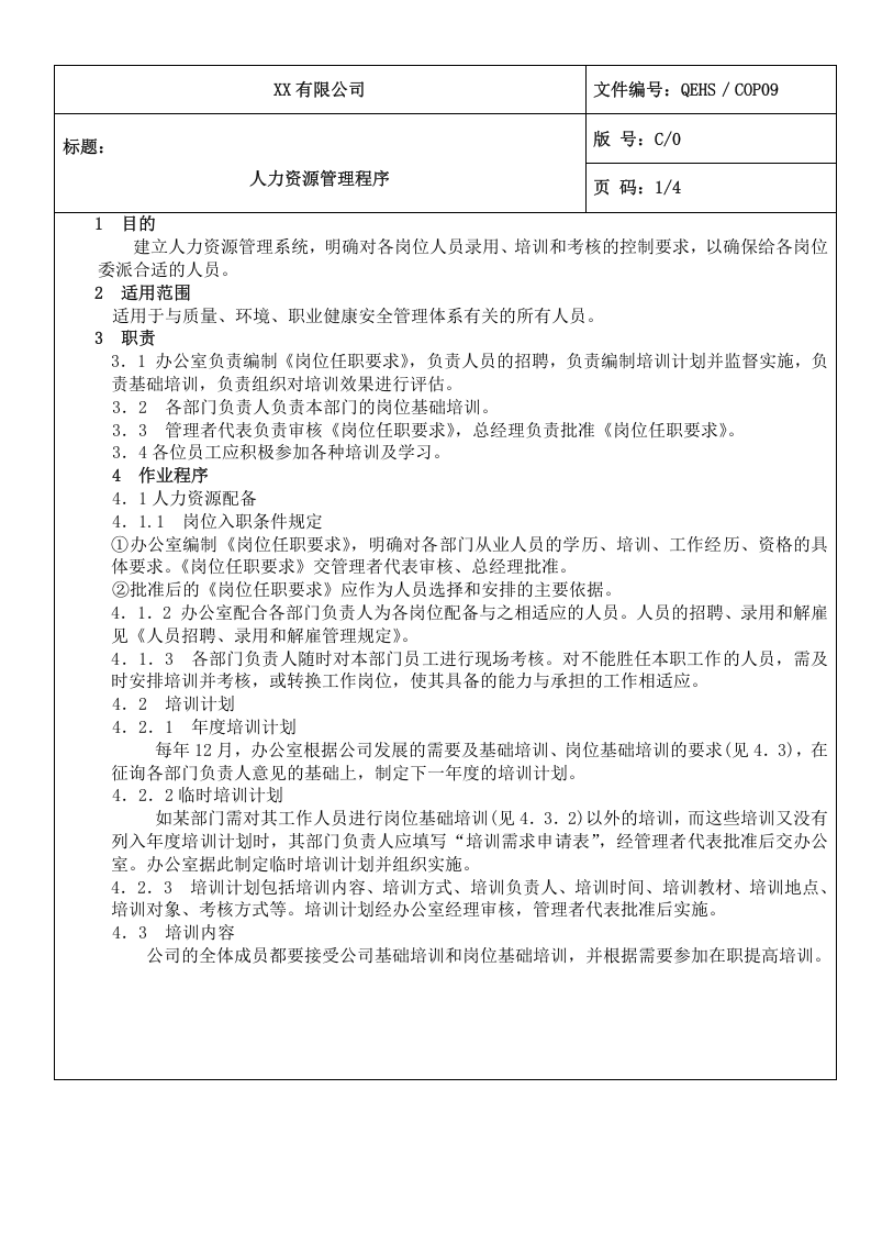 09人力资源管理程序.doc 第1页