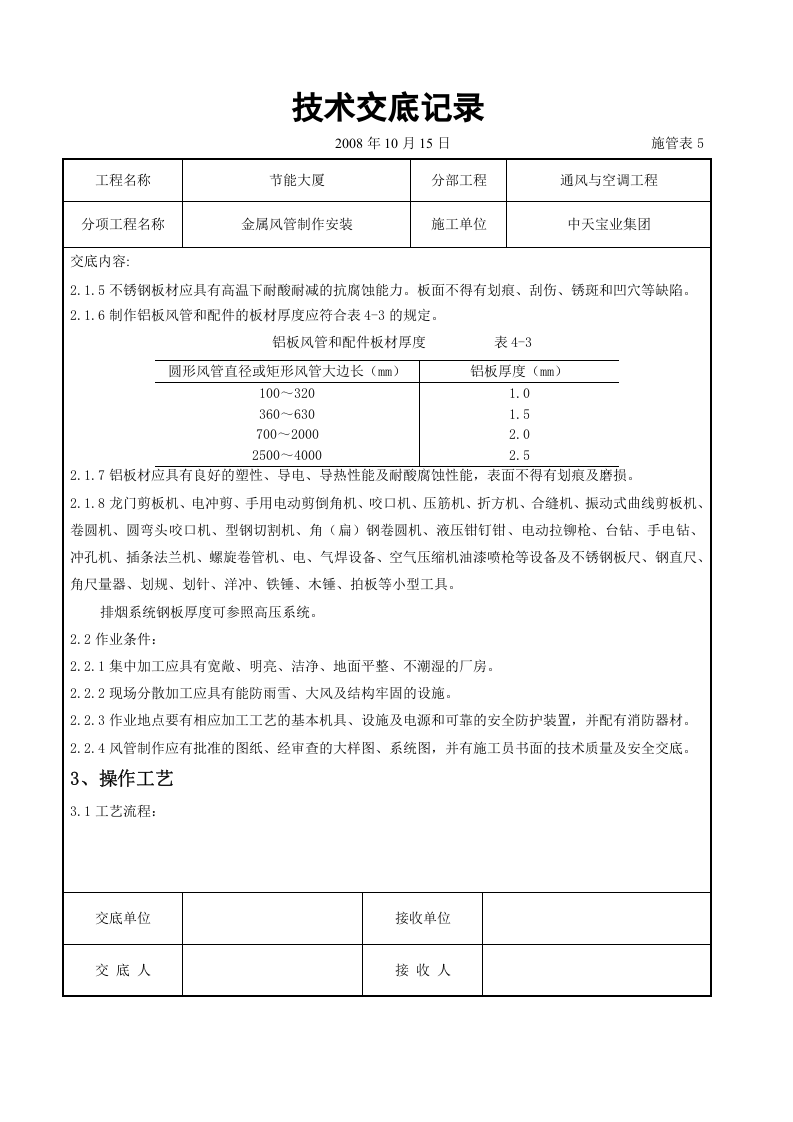 金属风管制作安装施工交底记录.doc 第2页