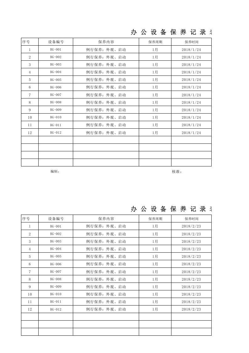 XZ-05办公设备保养记录表.xlsx 第2页