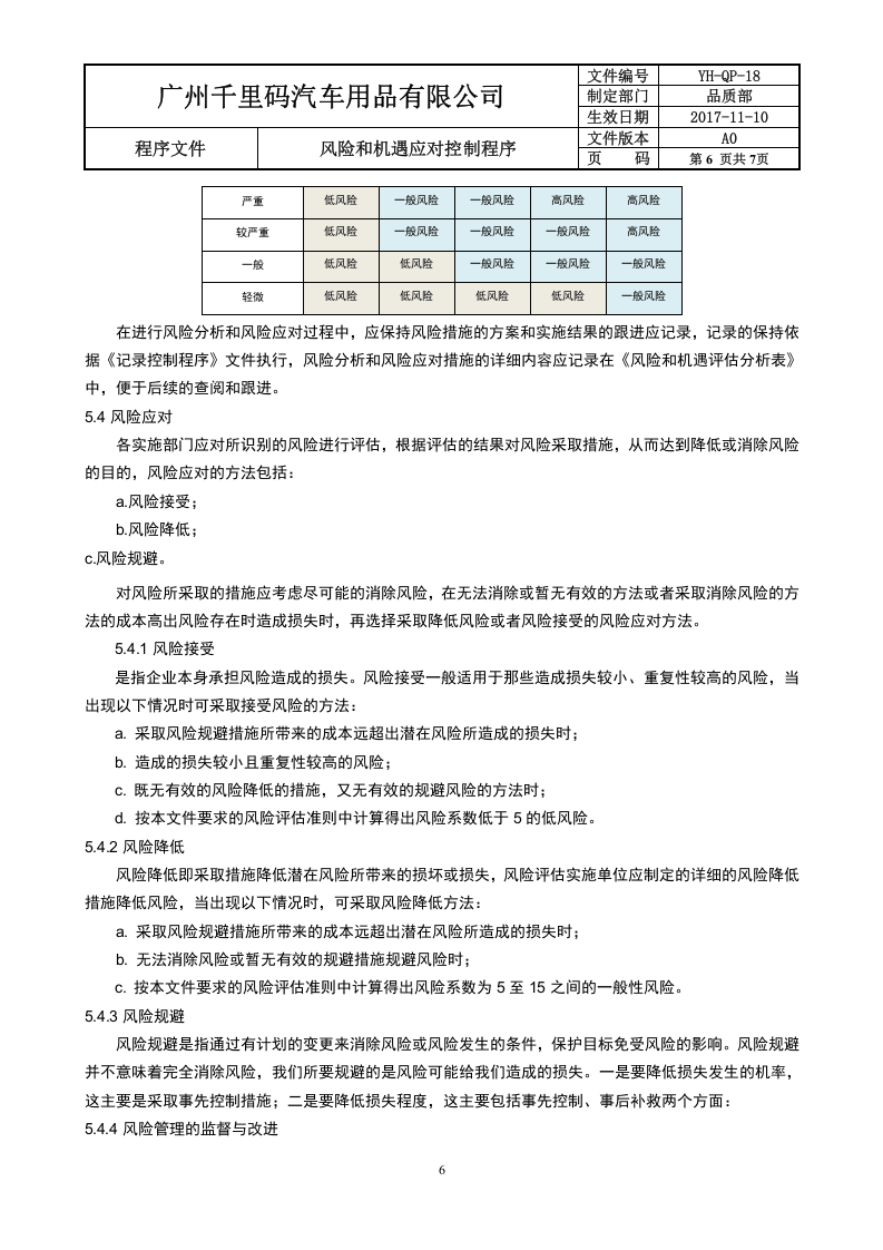 18风险和机遇应对控制程序.doc 第6页