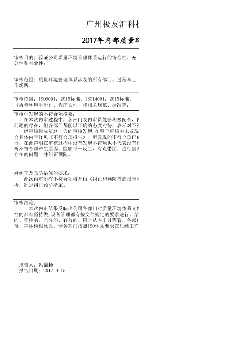 07第一次内部审核报告.xls 第1页
