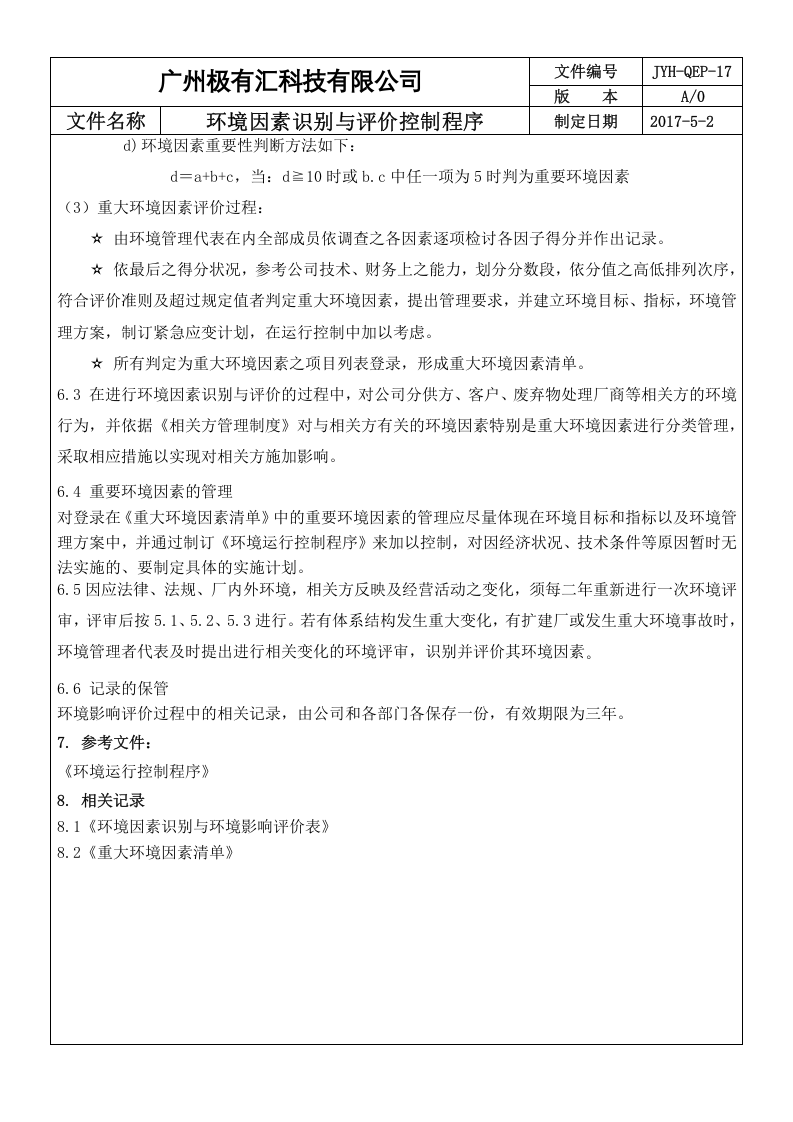 QEP-17环境因素识别及与评价控制程序 ok.doc 第4页