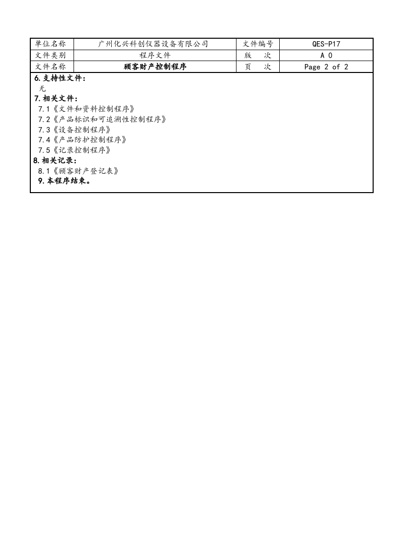 QES-P17顾客财产控制程序.doc 第2页
