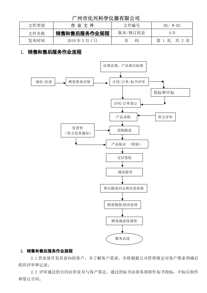 02销售和售后服务作业规程.doc 第1页