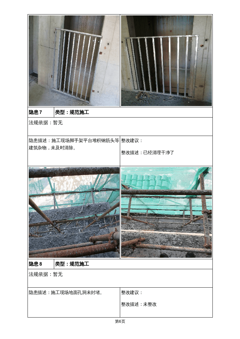 隐患排查及隐患整改前后对比报告（施工单位）.doc 第6页