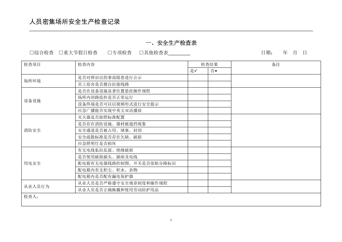 人员密集场所安全生产检查记录.doc 第4页