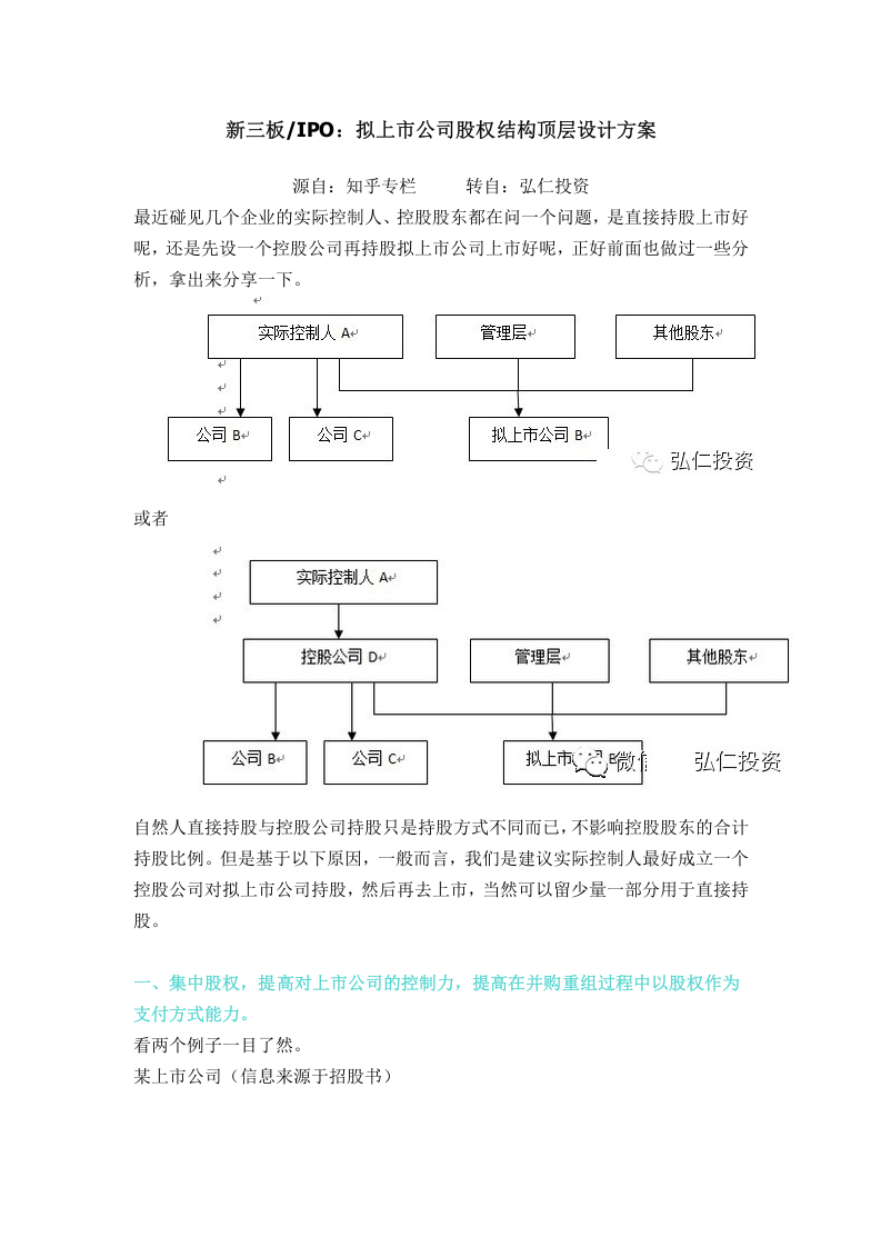 拟上市公司股权结构顶层设计方案.docx 第1页