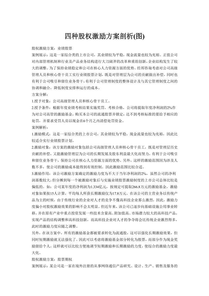 四种股权激励方案.doc 第1页