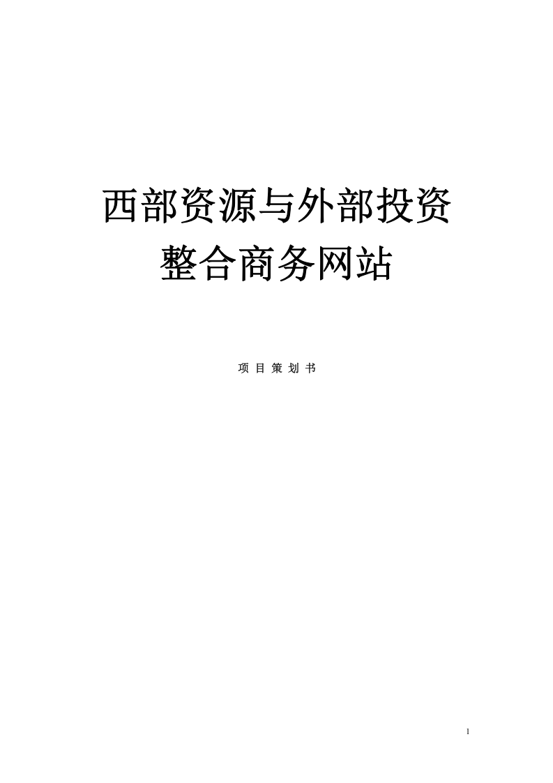西部资源与外部投资整合商务网站项目策划.doc 第1页