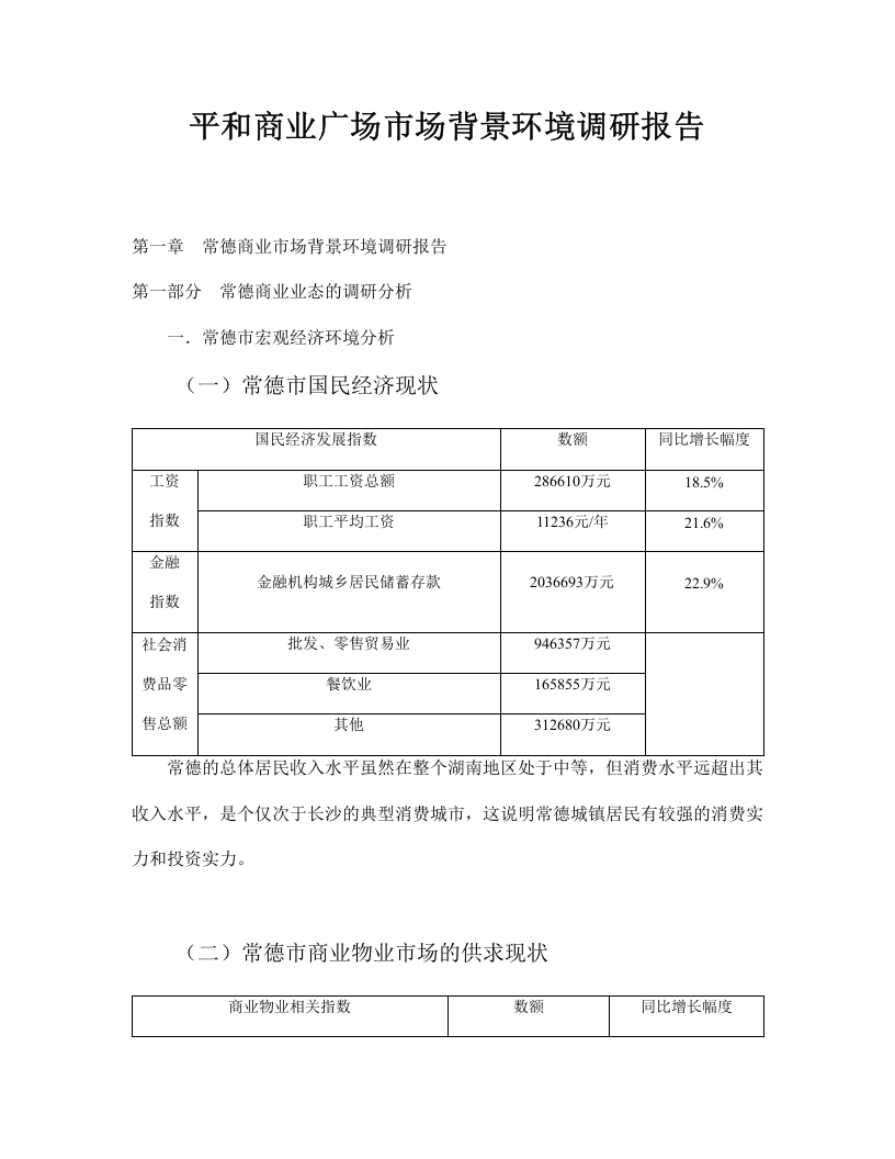 平和商业广场市场背景环境调研报告.doc 第1页