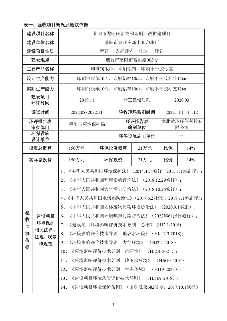 莱阳市龙旺庄新丰和印刷厂项目验收报告11.24.docx 第3页