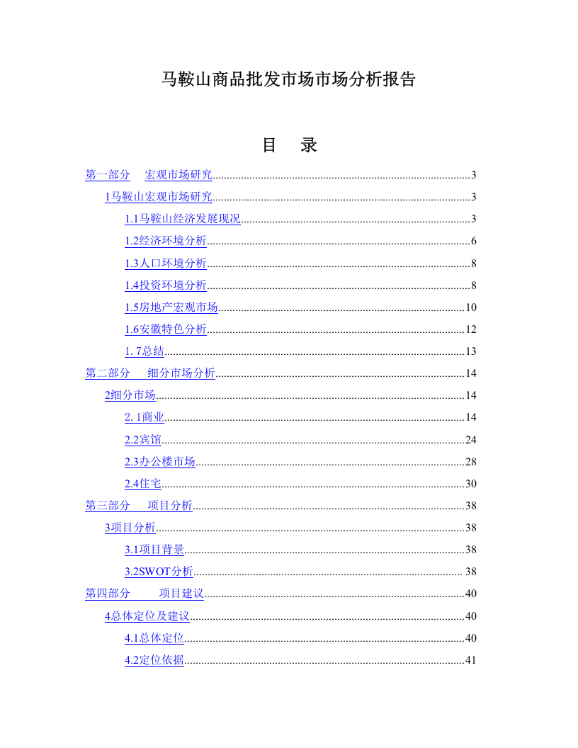 马鞍山商品批发市场市场分析报告.doc 第1页