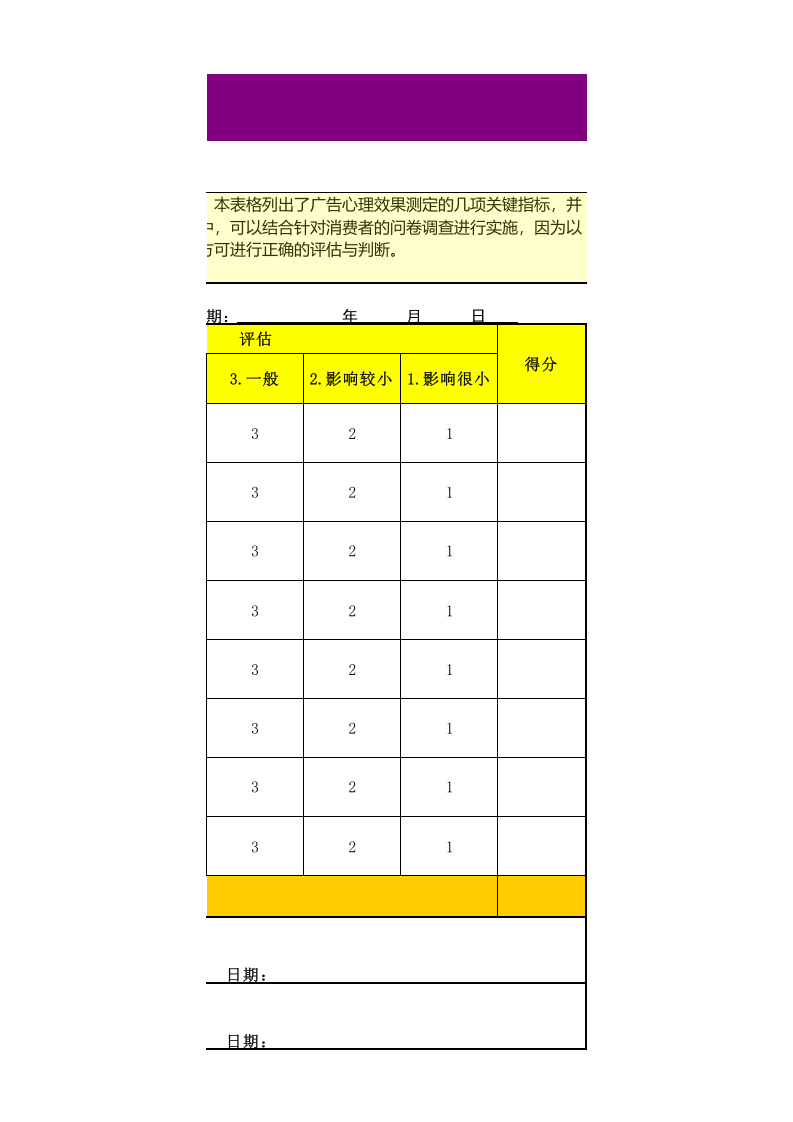 广告心理效果评估表.xls 第3页