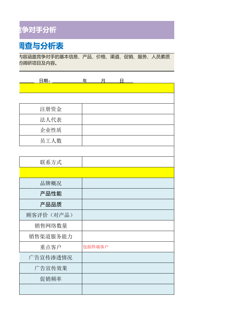 竞争对手调查与分析表.xls 第3页