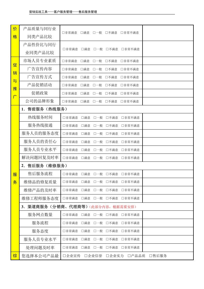 客户满意度调查问卷（模板）.doc 第3页