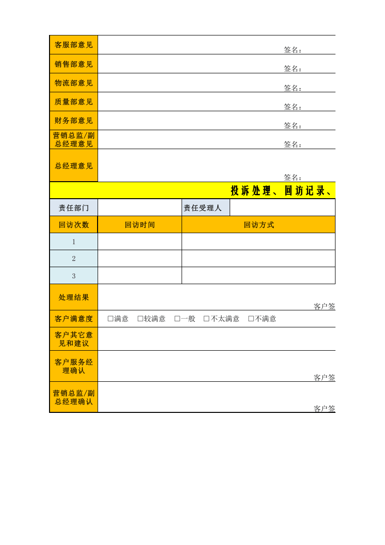 客户投诉处理表.xls 第2页