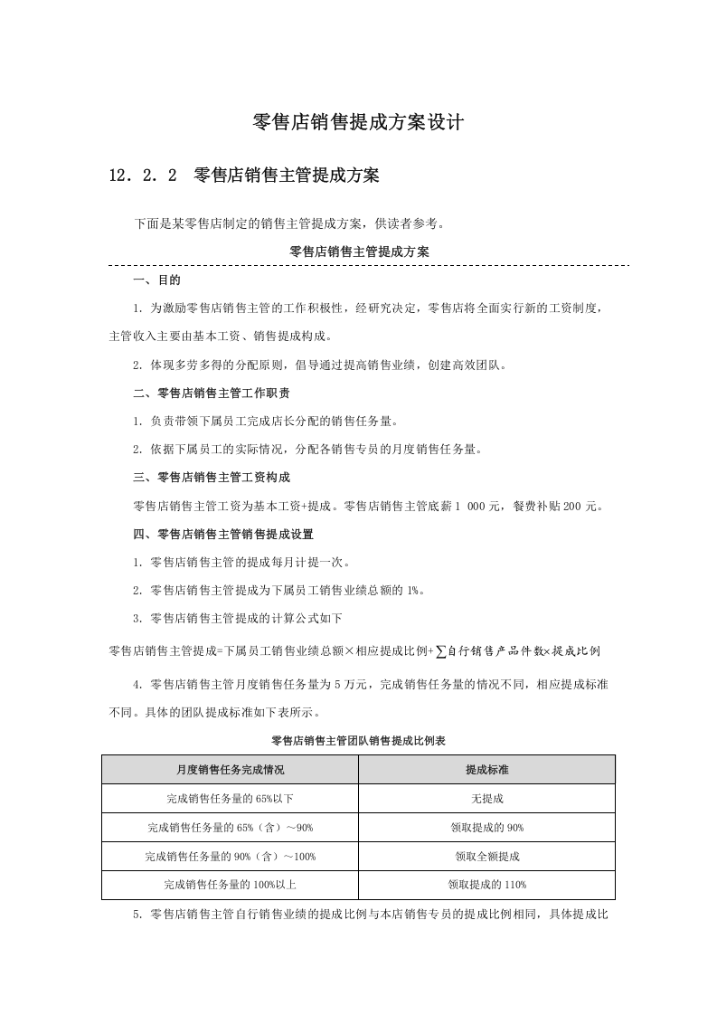 零售店销售提成方案设计(附表6张及考核基数).docx 第1页