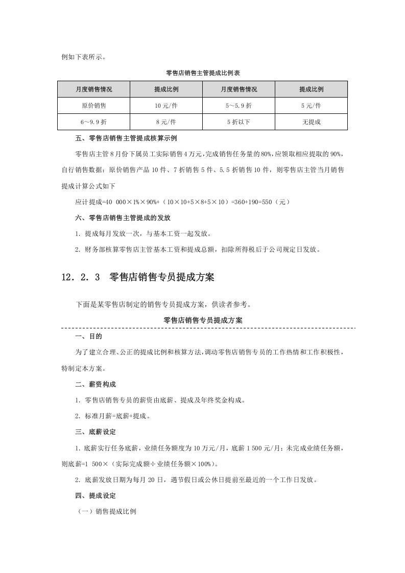 零售店销售提成方案设计(附表6张及考核基数).docx 第2页