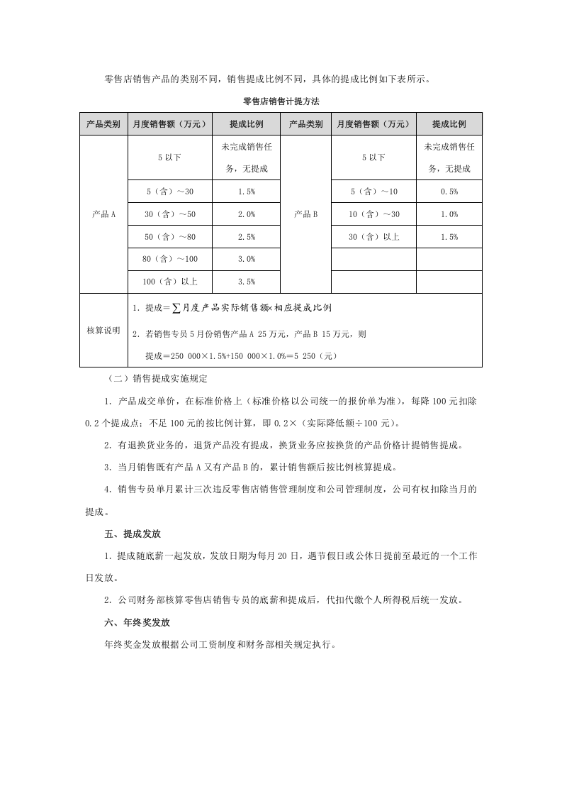 零售店销售提成方案设计(附表6张及考核基数).docx 第3页