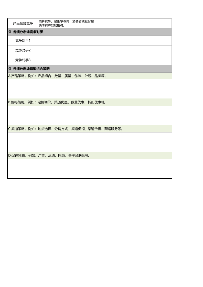 细分市场竞争分析及对策表1.xlsx 第2页