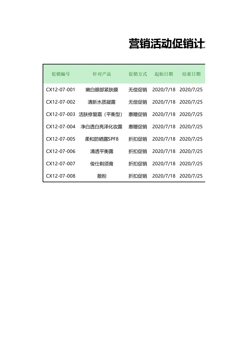 营销活动促销计划表.xlsx 第1页