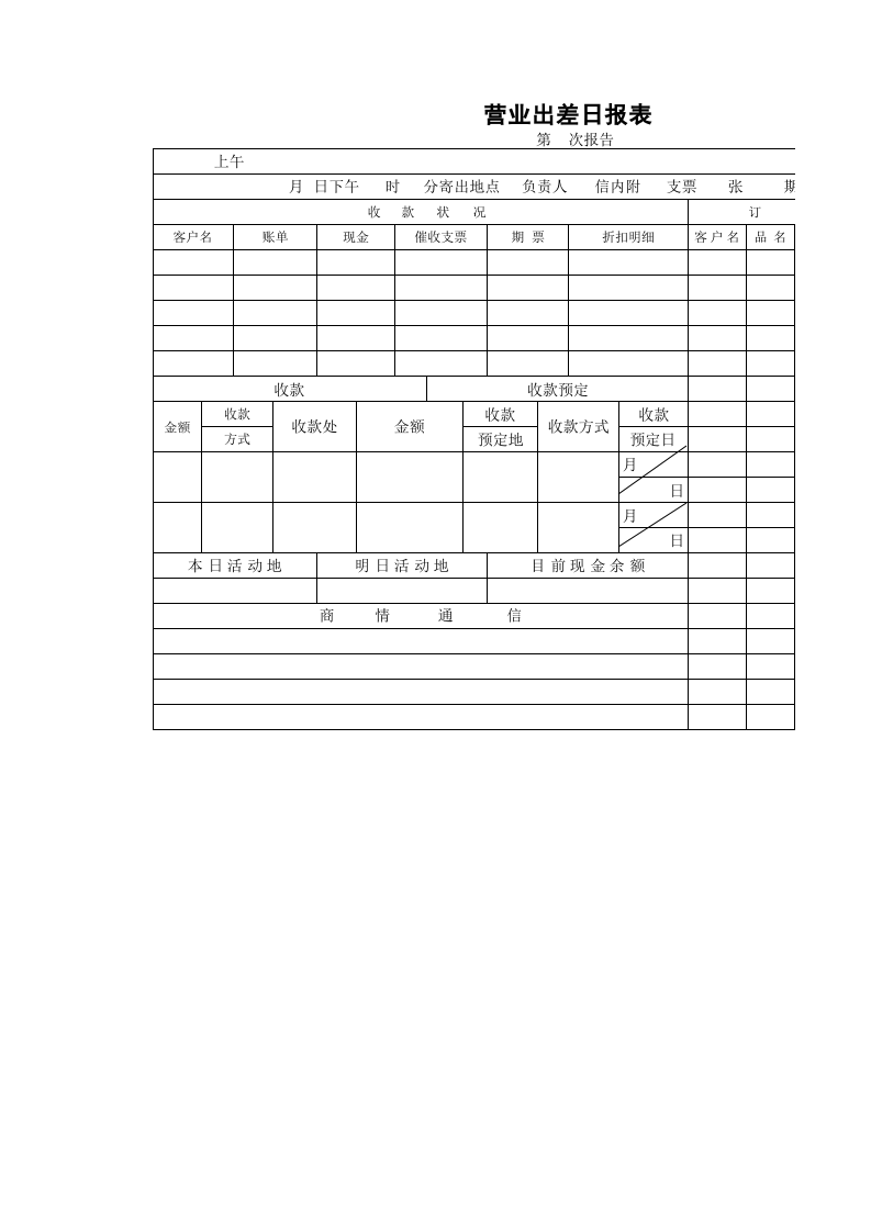 营业出差日报表.xlsx 第1页