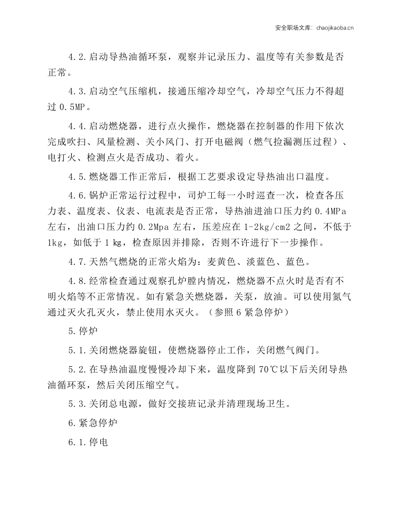 导热油载体燃气锅炉安全操作规程.docx 第2页