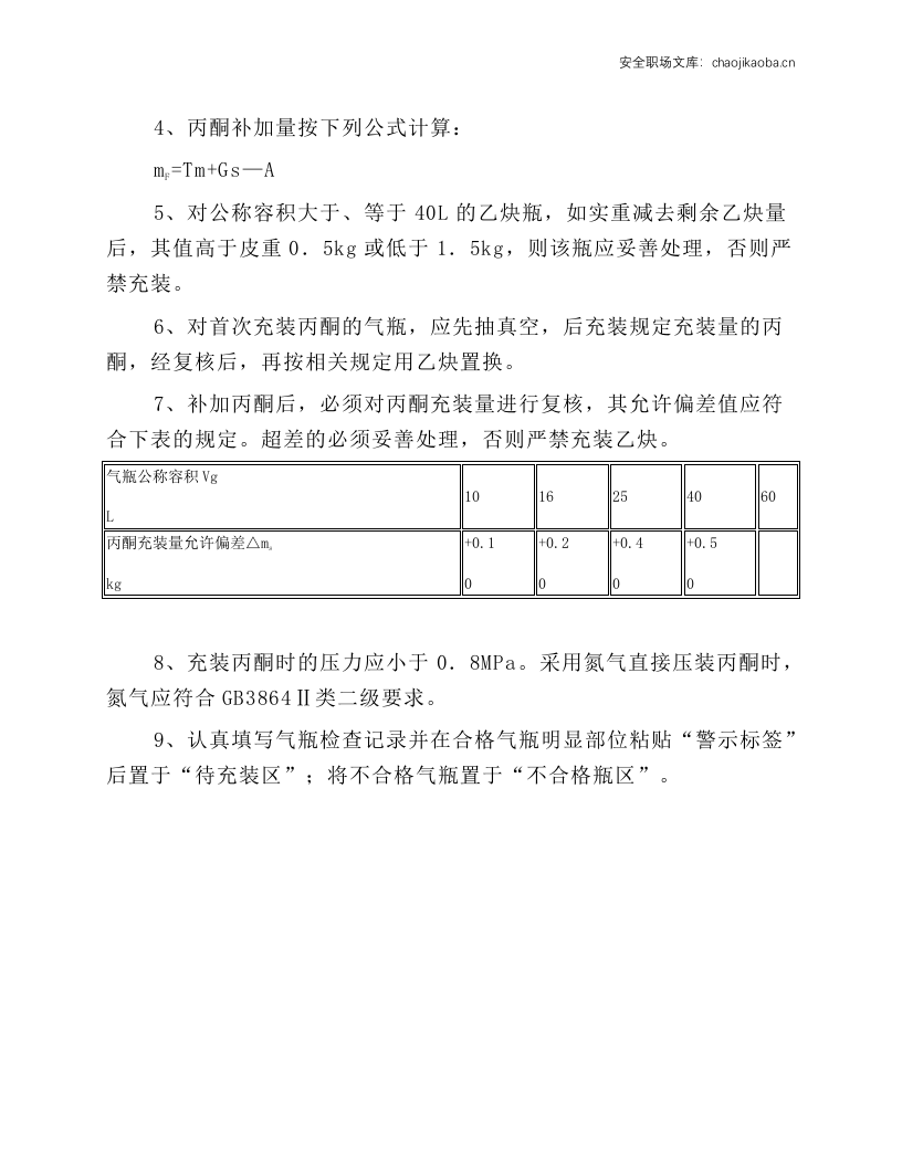 溶解乙炔气瓶充装前的检查处理操作规程.docx 第3页