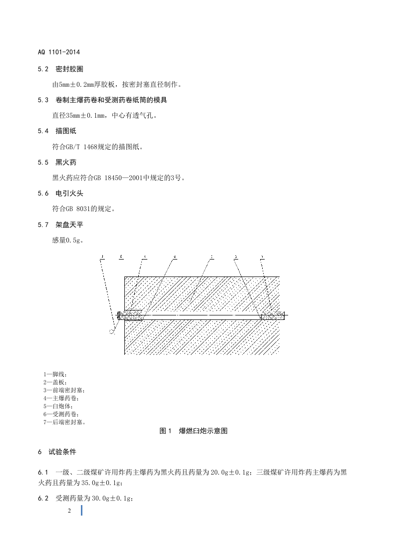AQ 1101&mdash;2014 煤矿用炸药抗爆燃性测定方法和判定规则.doc 第6页