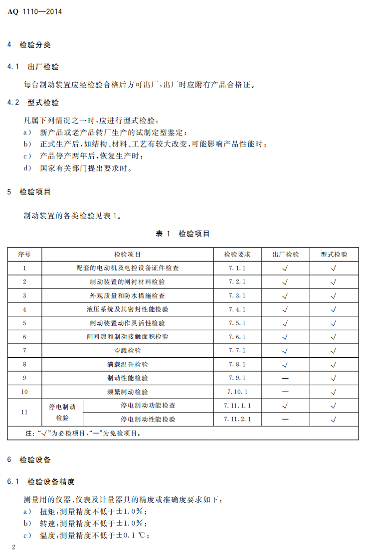 AQ 1110&mdash;2014 煤矿带式输送机用盘式制动装置安全检验规范.pdf 第4页