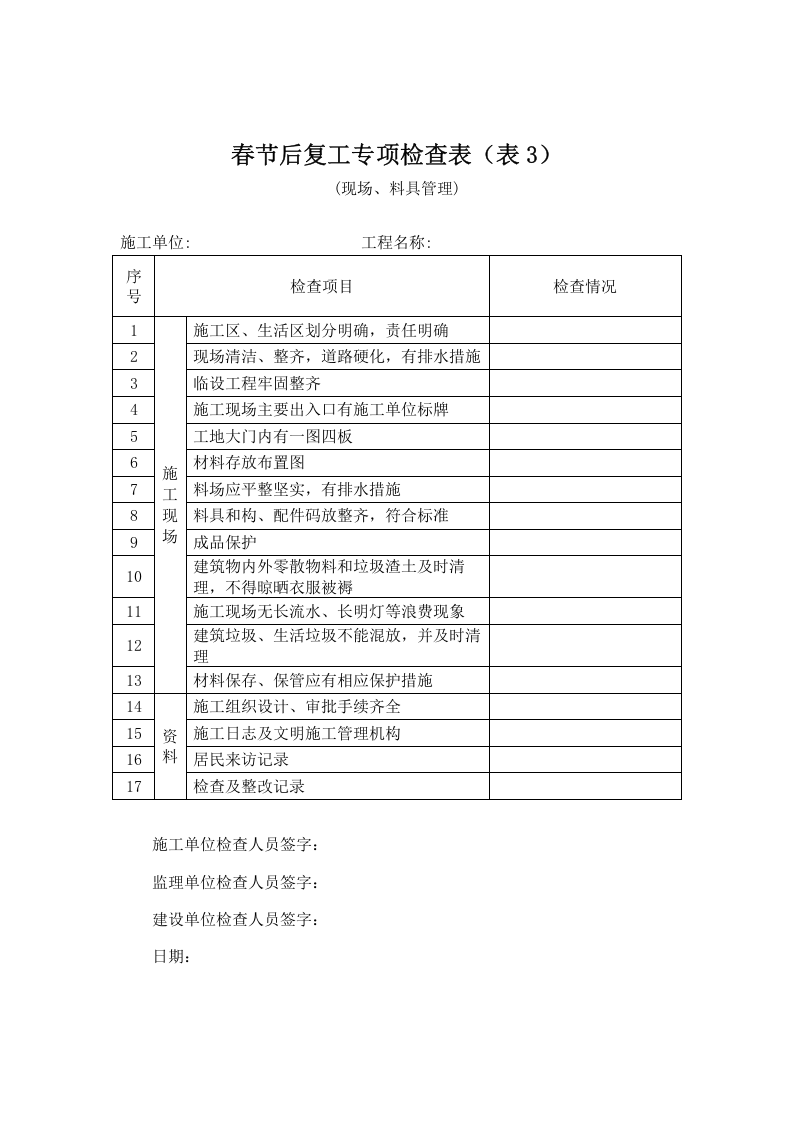 施工春节后复工检查表（全套）.docx 第3页
