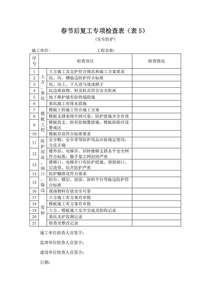 施工春节后复工检查表（全套）.docx 第5页