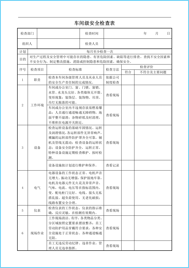 企业各部门安全检查表汇编-万能型空白模板.docx 第5页