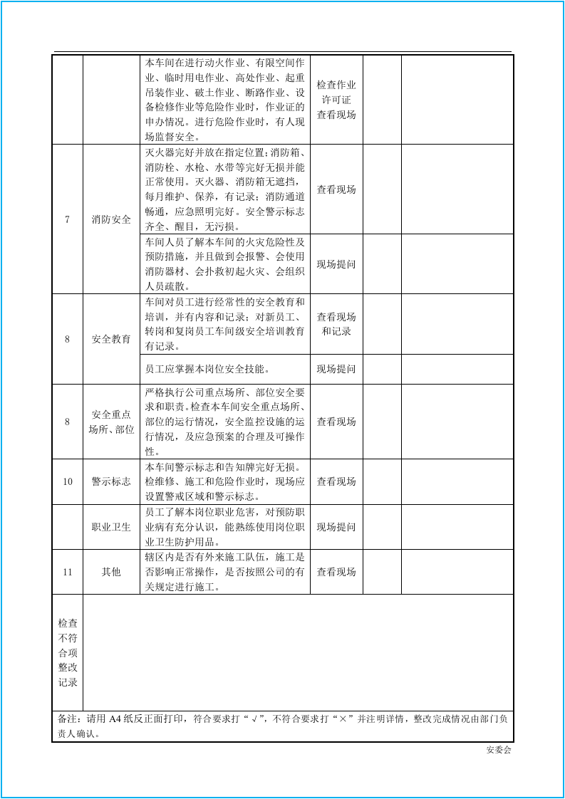 企业各部门安全检查表汇编-万能型空白模板.docx 第6页